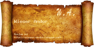 Wieser Andor névjegykártya